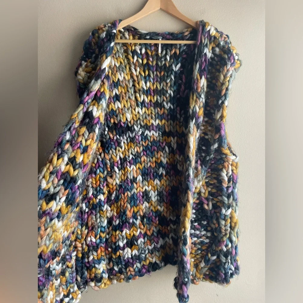 Free People Twilight Chunky Multi Colored Knit Heavyweight Vest Size XL - Picture 4 of 15